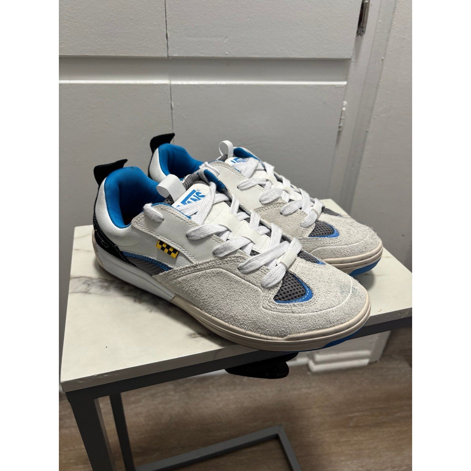 Vans Skate Mixxa Suede White Blue Skateboarding Shoes Men's Size 12 Vn000cuywtn